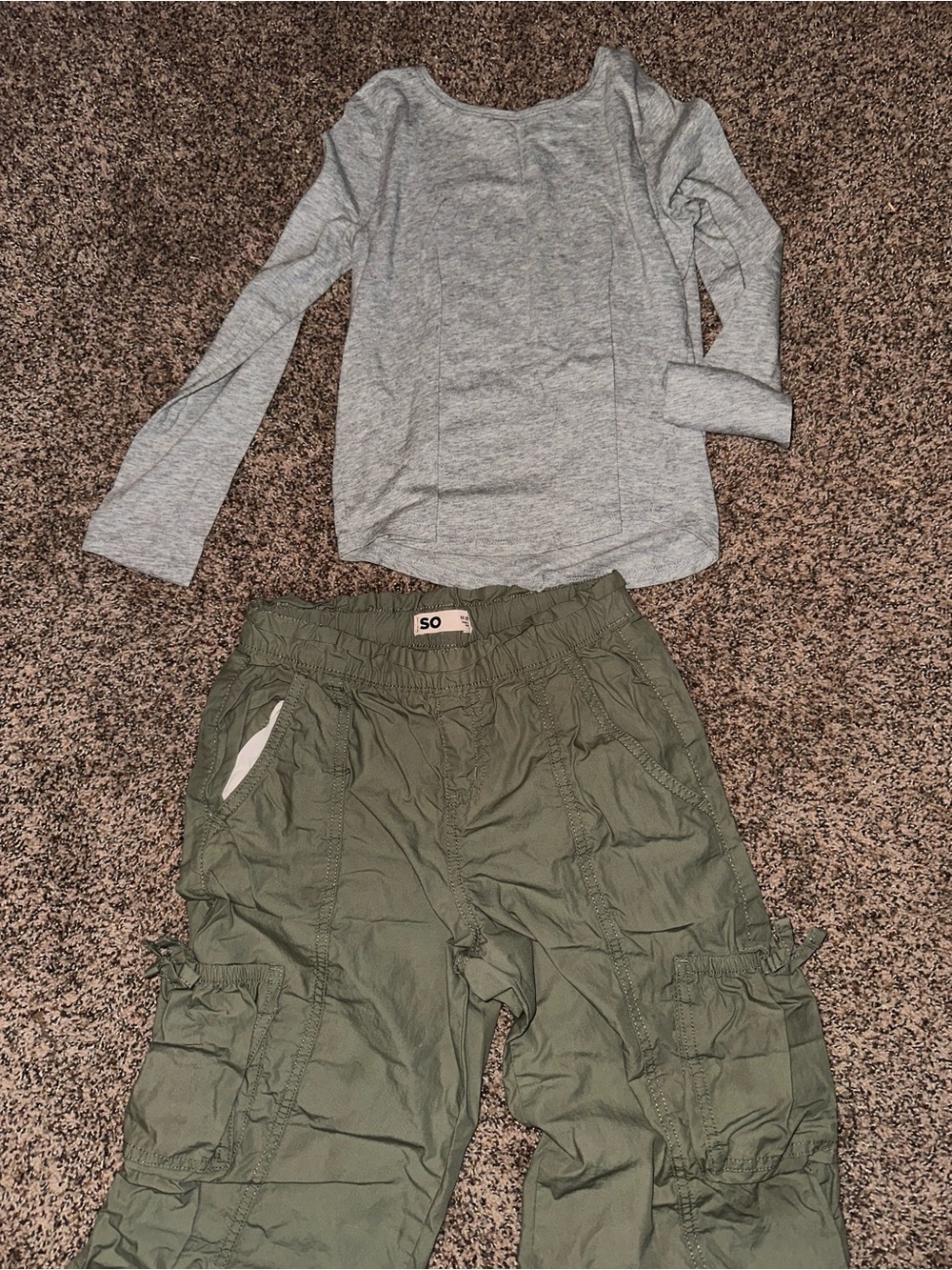 SO Kids Olive Green Cargo Pants with Side Pockets
